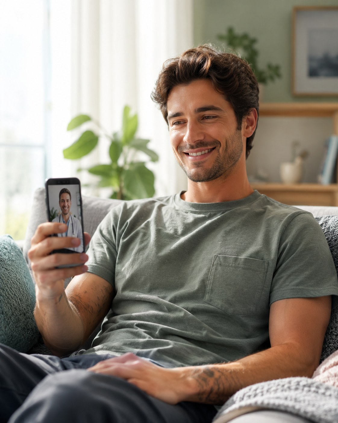 A Californian on a video visit for sinus symptoms