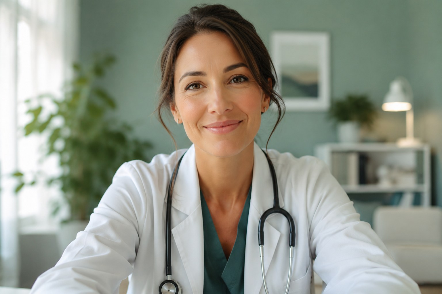 A warm California doctor on a video visit